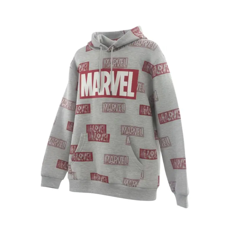 Buzo gris con capucha y estampados rojo de Marvel