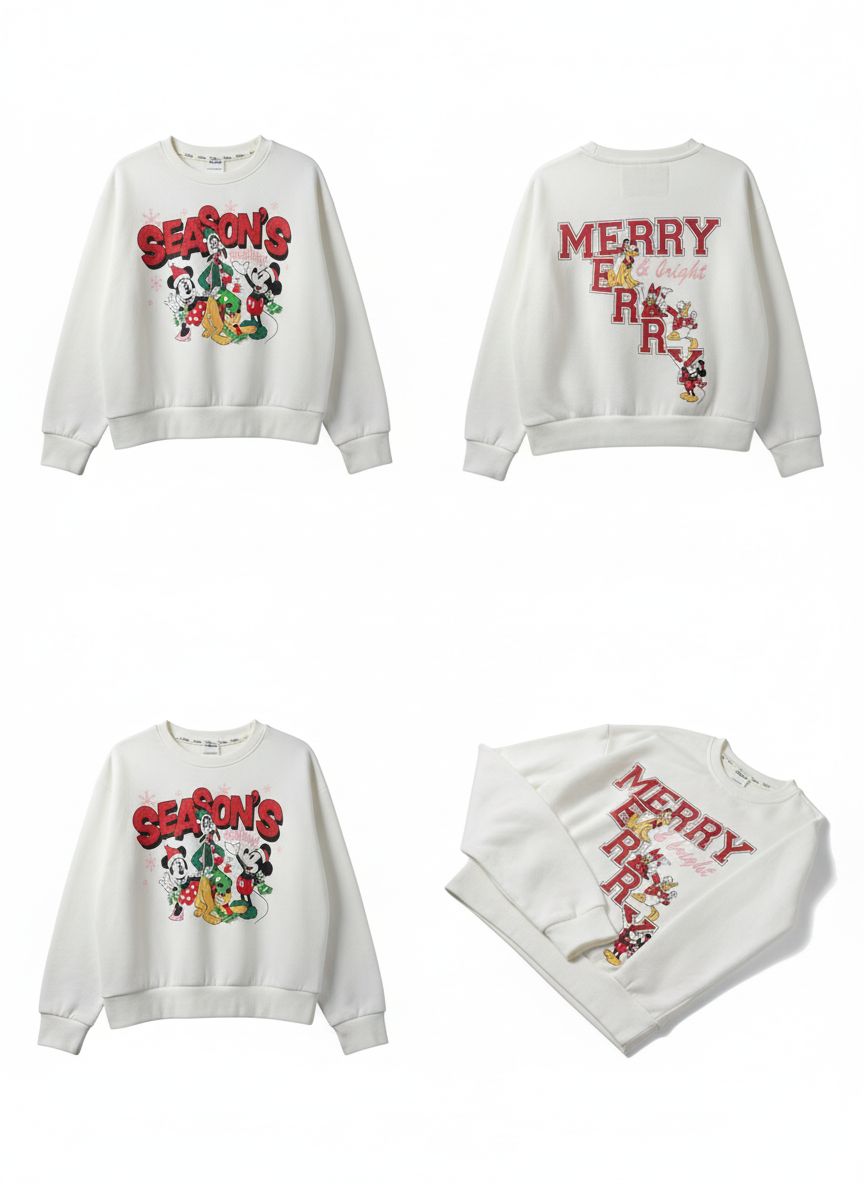 Buzo blanco navideño Mickey Mouse y Friends con mirella roja