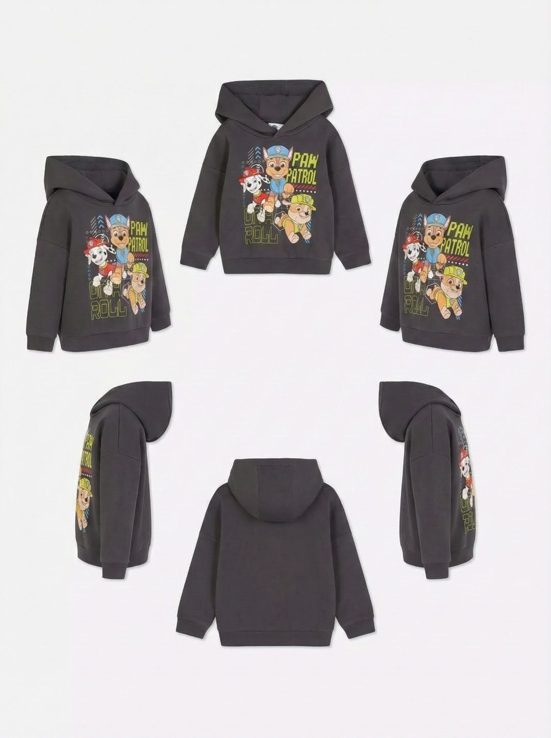 Buzo  gris oscuro con capucha  y estampado de Paw Patrol
