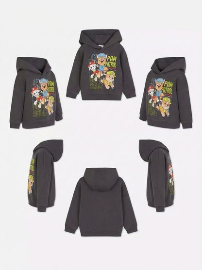 Buzo  gris oscuro con capucha  y estampado de Paw Patrol