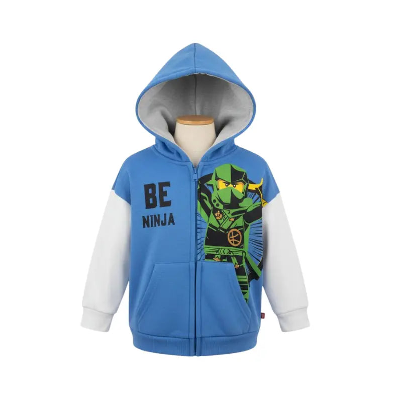 Buzo NINJAGO azul con mangas blancas