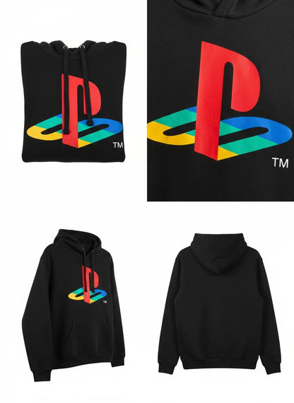 Buzo negro con logo de  PLAY STATION multicolor