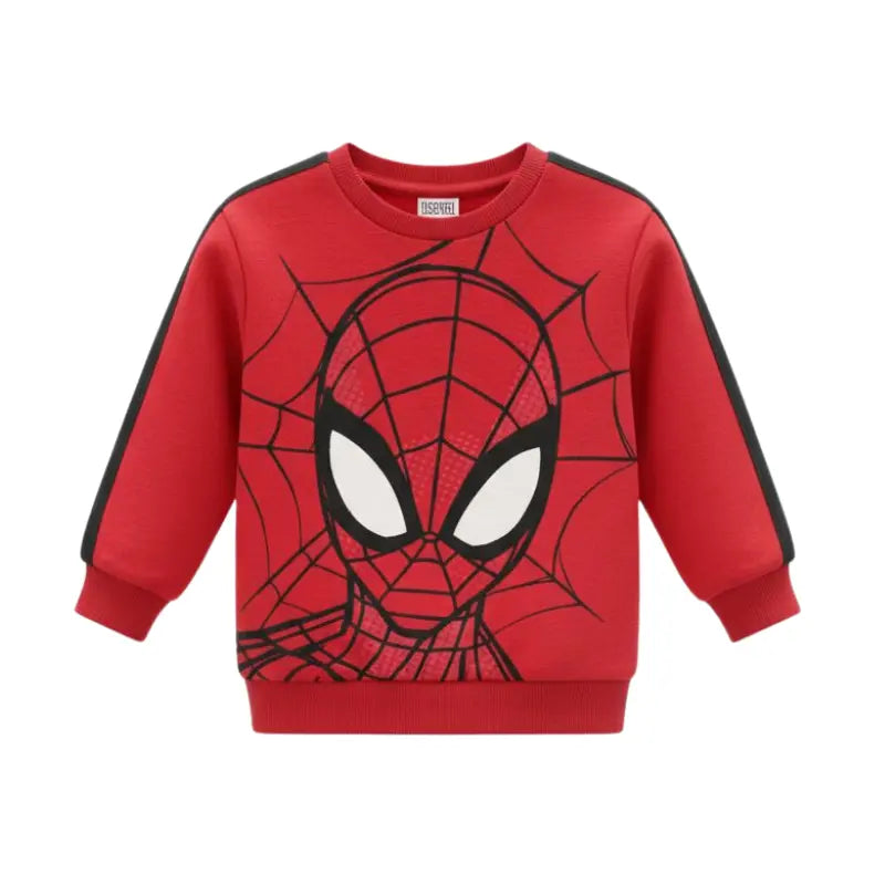 Buzo rojo de  Spiderman de Marvel con estampado negro en panna