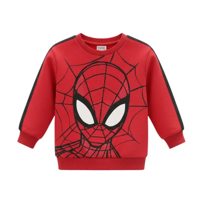 Buzo rojo de  Spiderman de Marvel con estampado negro en panna