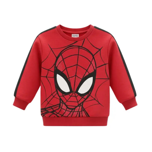 Buzo rojo de  Spiderman de Marvel con estampado negro en panna