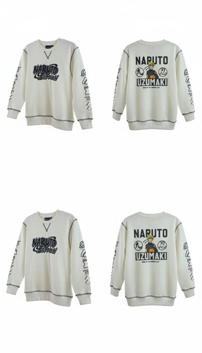Buzo blanco con letras negras de Naruto