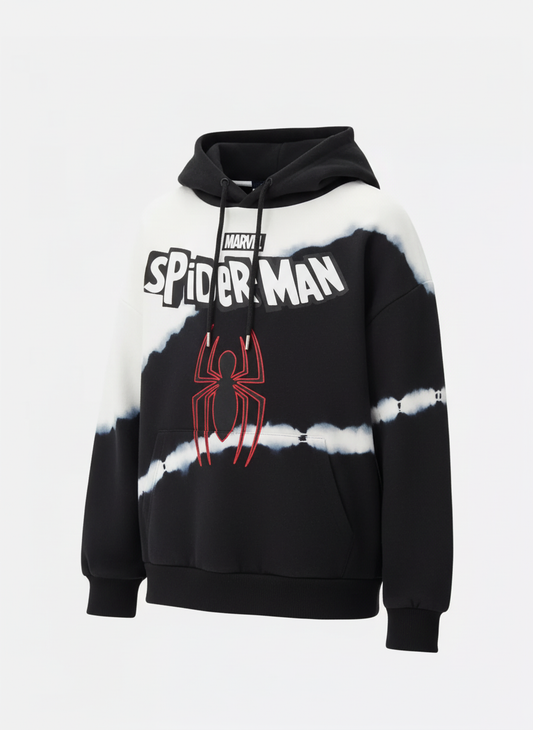 Buzo capucha de Spiderman  blanco con negro